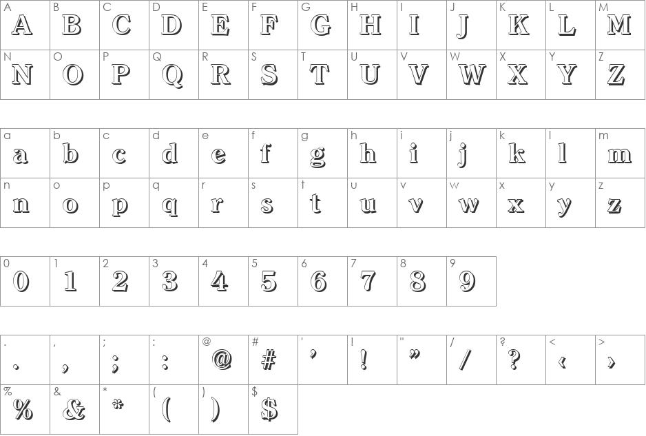 ChristianBeckerShadow font character map preview