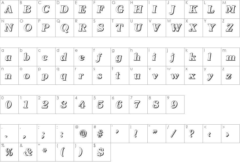 ChristianBeckerShadow-ExtraBol font character map preview