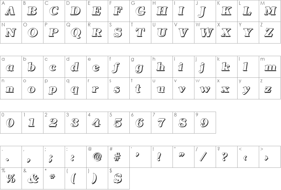 ChristianBeckerShadow-Heavy font character map preview
