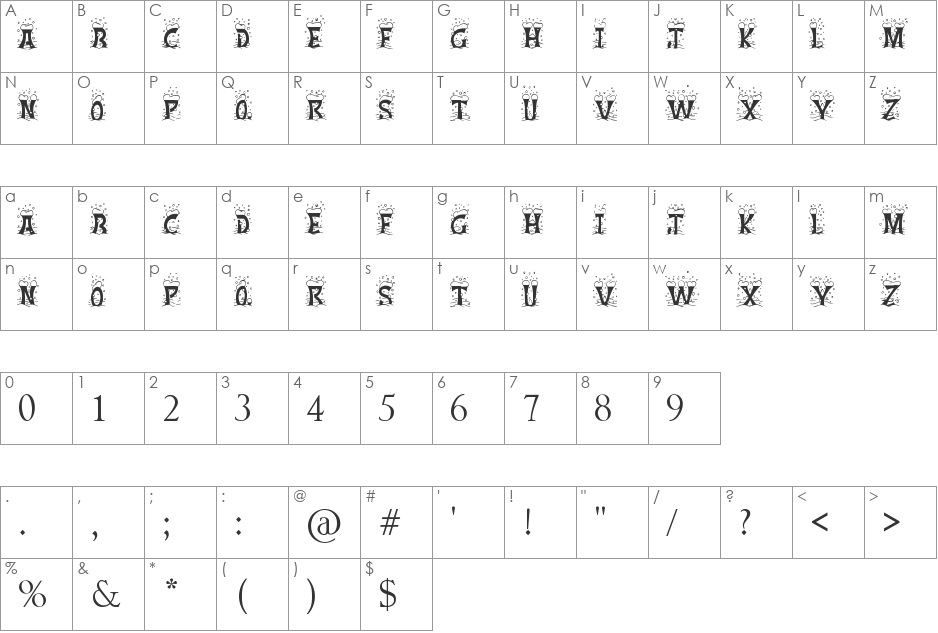 Christmas font character map preview