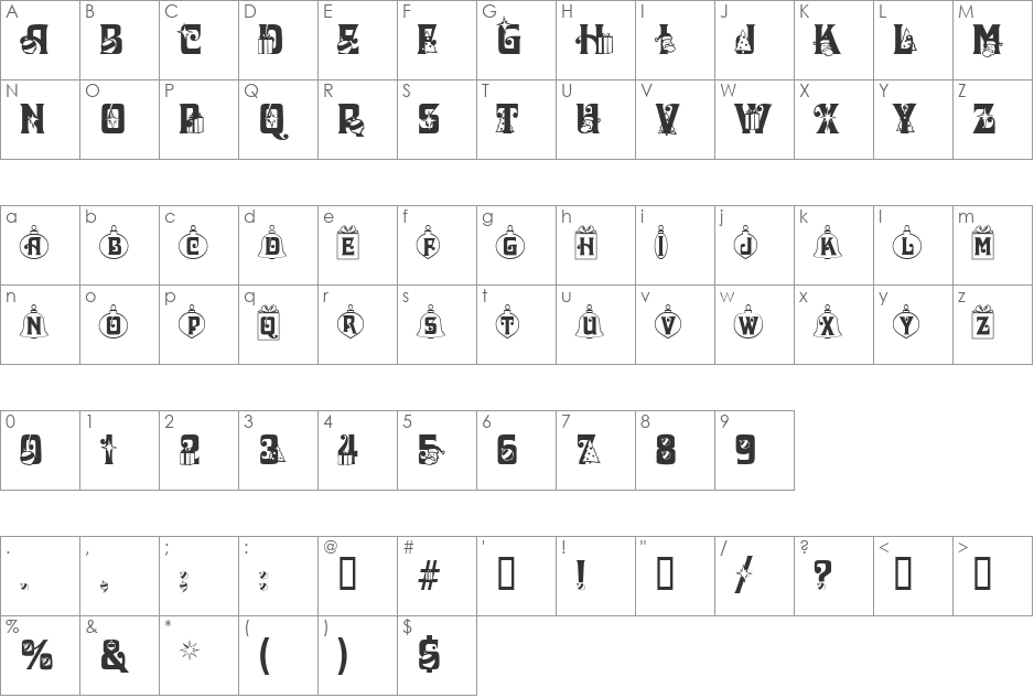 CHRISTMAS font character map preview