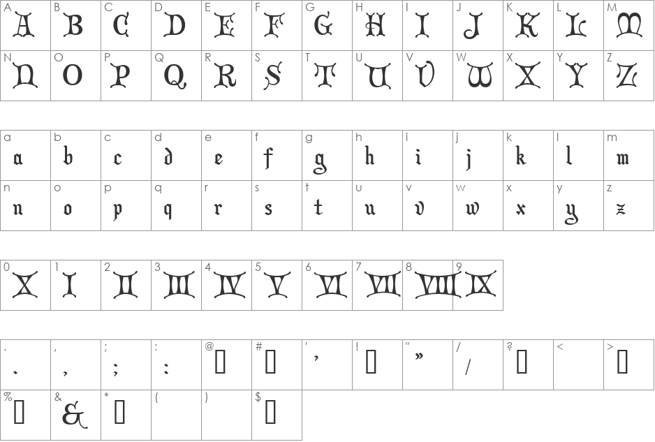 Christmas Card font character map preview