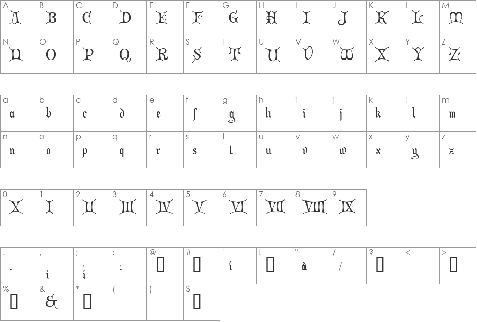 Christmas Card font character map preview