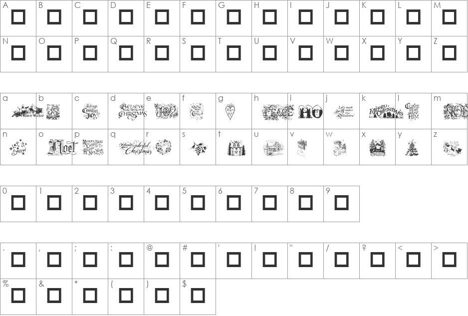 Christmas Cheer font character map preview