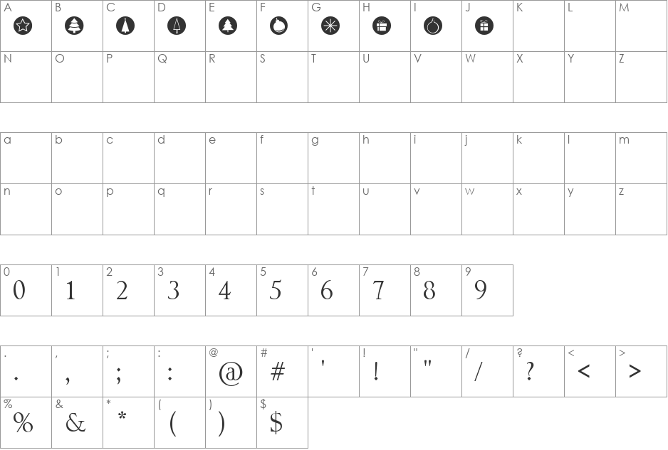 Christmas Go font character map preview