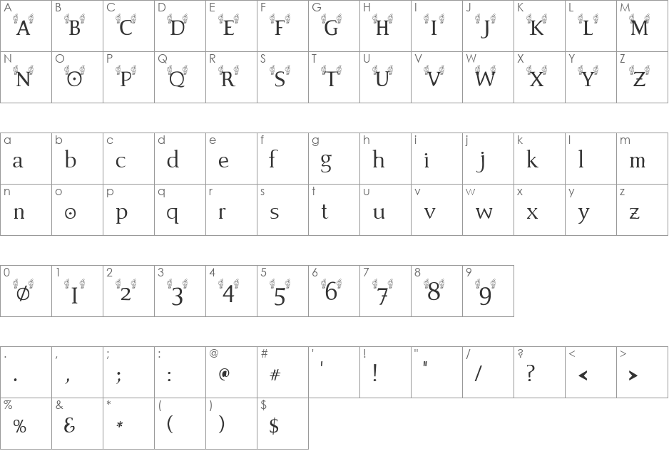 ChristmasMouse font character map preview