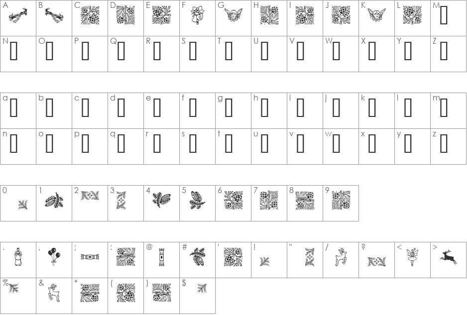 ChristmasMT3 font character map preview