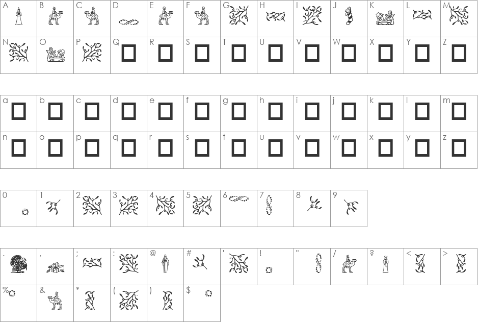 ChristmasMT4 font character map preview