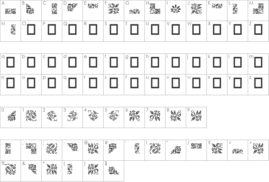 ChristmasMTFive font character map preview