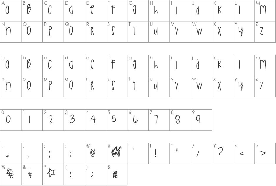 ChristmasSeason font character map preview