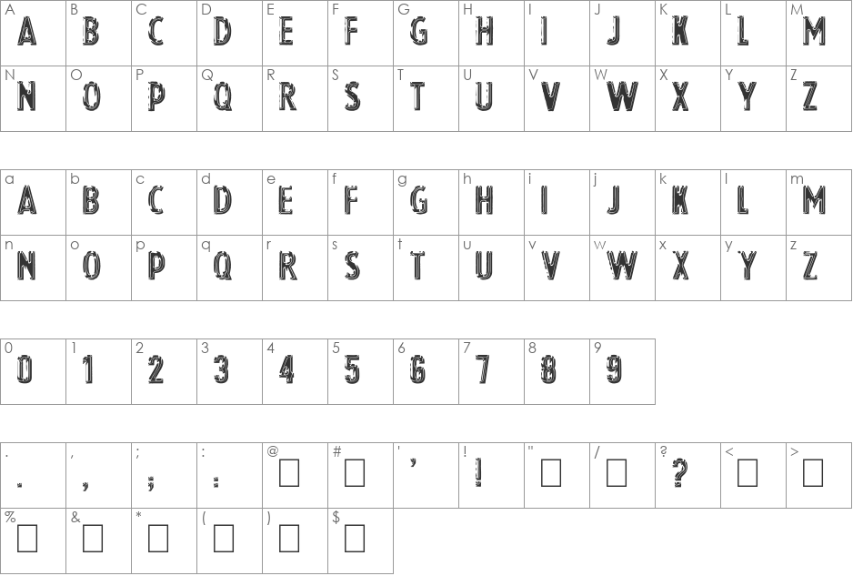 Chrom font character map preview