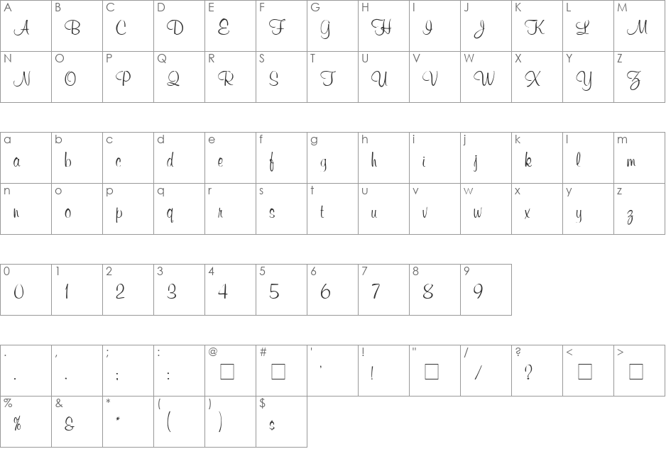 Chroma Script SSi font character map preview
