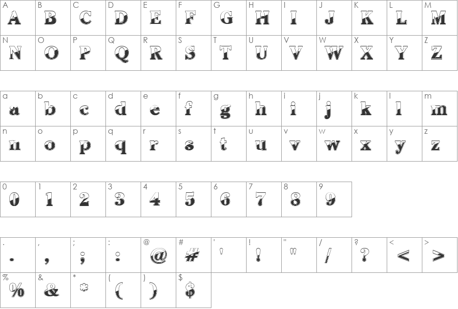 Chromalloy font character map preview