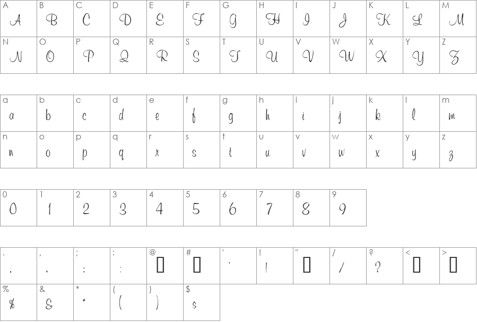 ChromaScriptSSi font character map preview