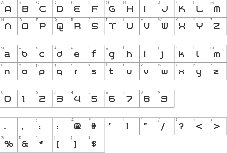 ChromeYellow font character map preview