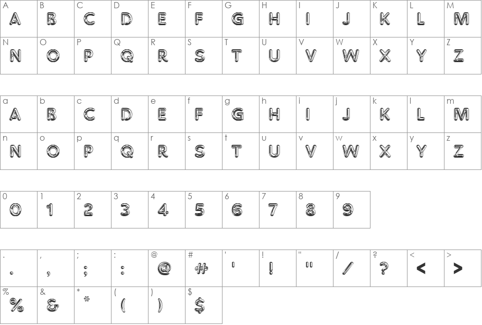 ChromiumOneD font character map preview