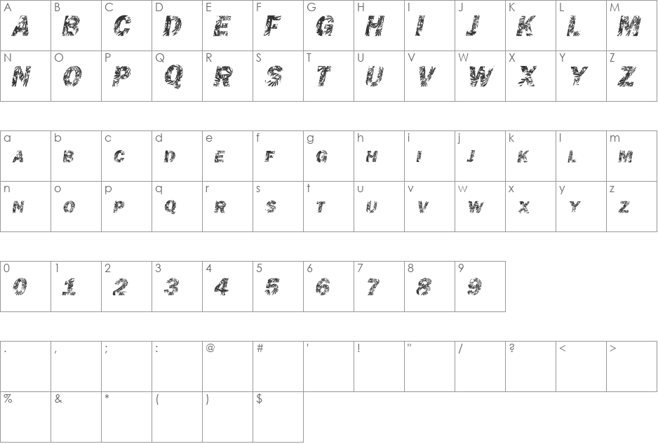 ChronicGothic font character map preview