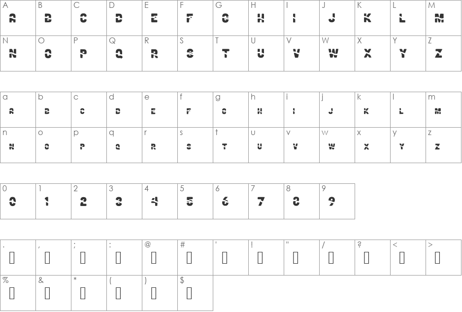 CHUA font character map preview
