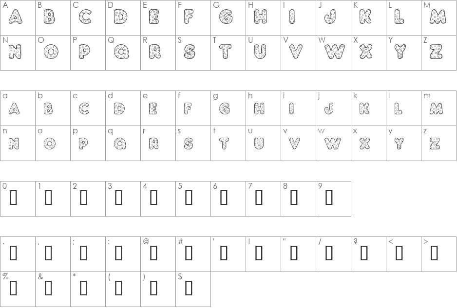 Chubby Dotty font character map preview