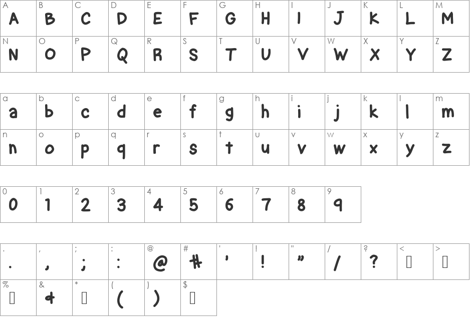 Chubby Gothic font character map preview