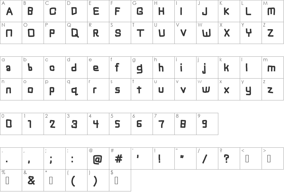 Chuck font character map preview