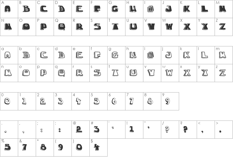 chucka-sketch font character map preview