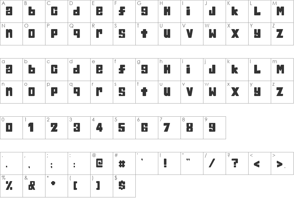 Chum font character map preview