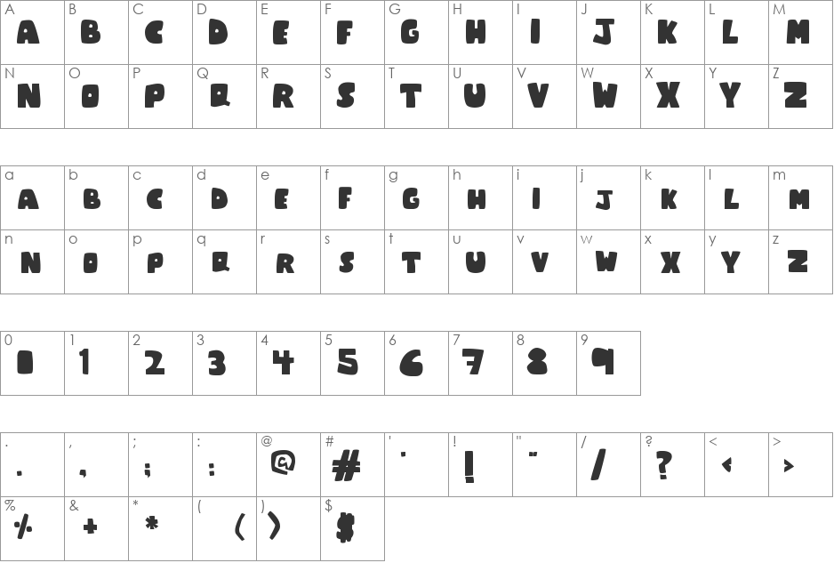 Chum-chum font character map preview