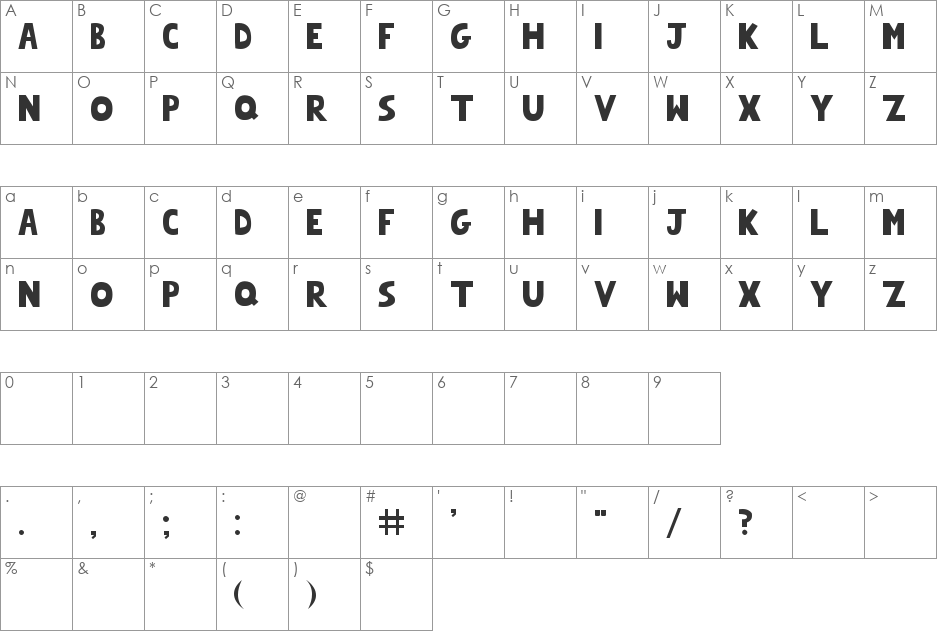 Chunk font character map preview