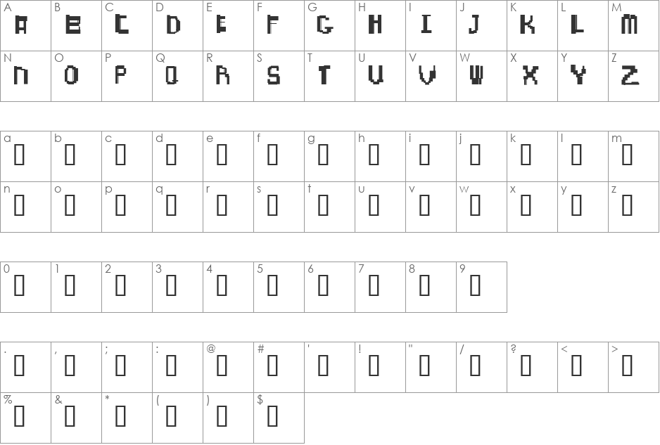 Chunk Norris font character map preview