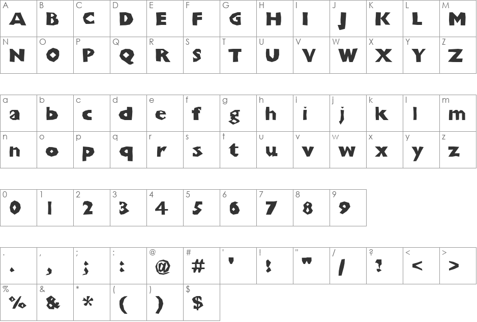 ChunkoBlocko font character map preview