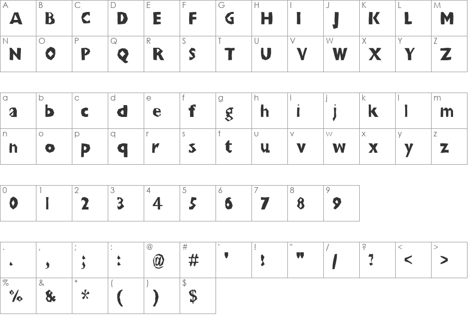 ChunkoBlockoThinner font character map preview