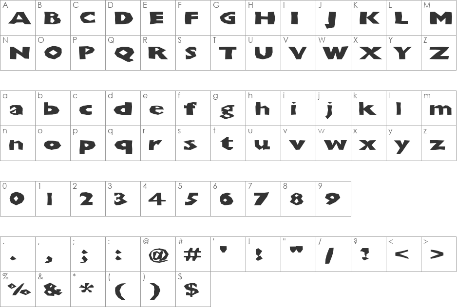 ChunkoBlockoXtraDark font character map preview