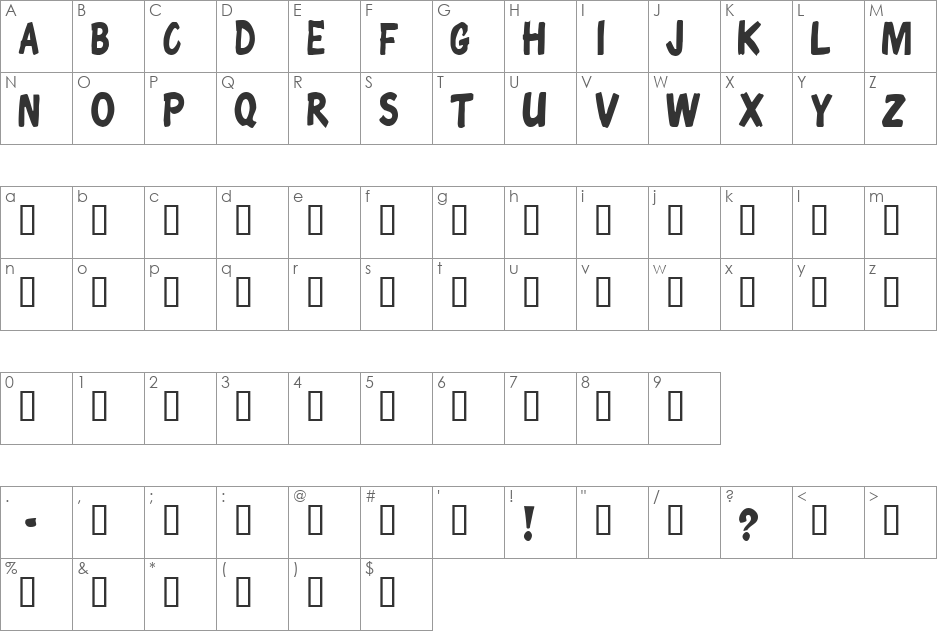 ChunkyComix font character map preview