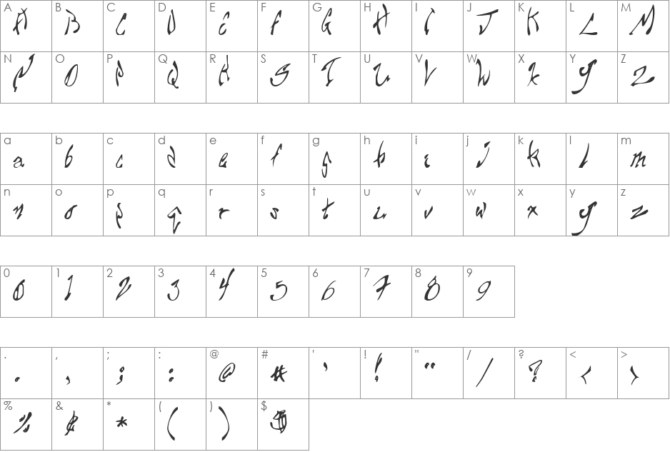 Chupa10 font character map preview