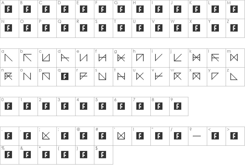 Chuzekk1 font character map preview