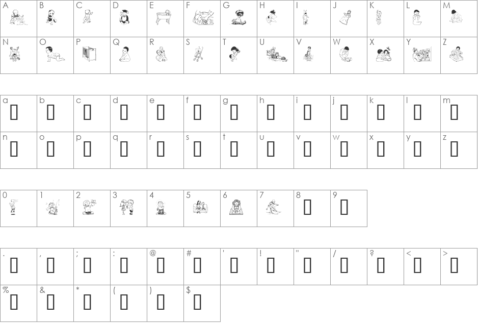 Chyld font character map preview