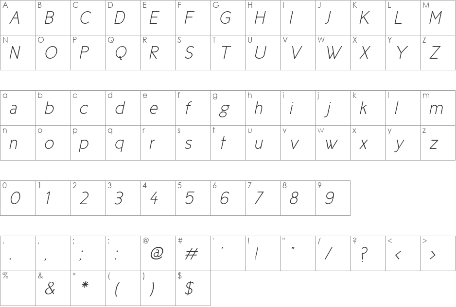 Cicle font character map preview
