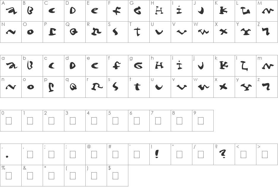 Cigar font character map preview