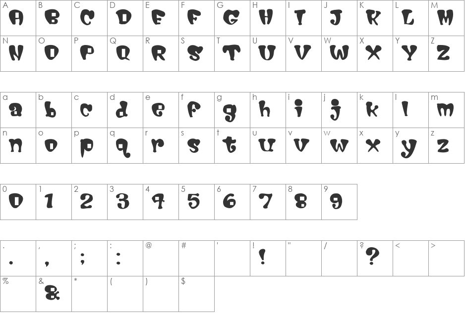 Cigarstore font character map preview