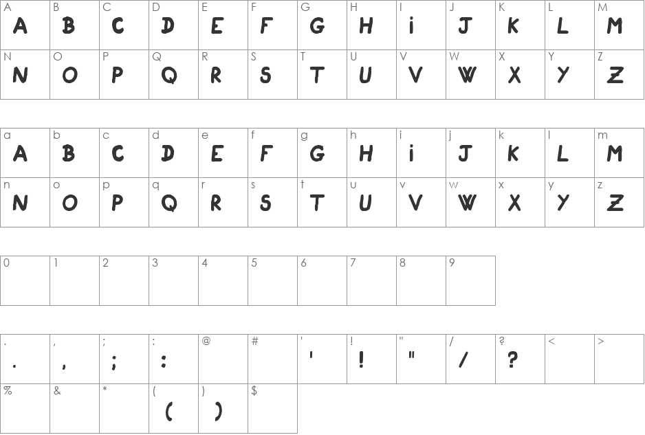 Cigogneau font character map preview