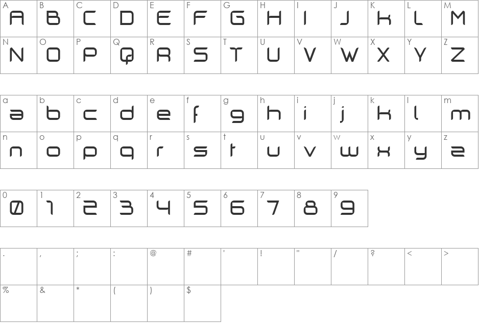 Cilogie font character map preview