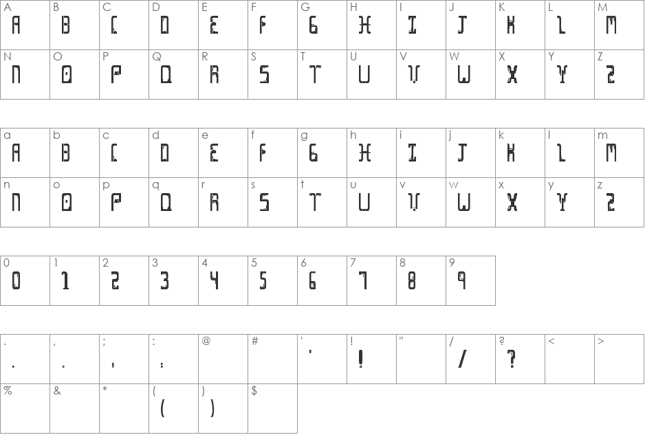 Cine font character map preview