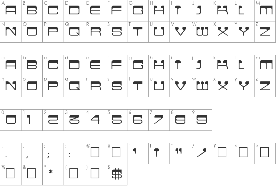 Cinema font character map preview