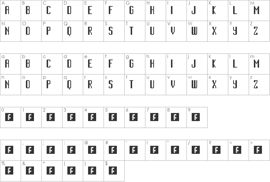 Cinematic Language font character map preview