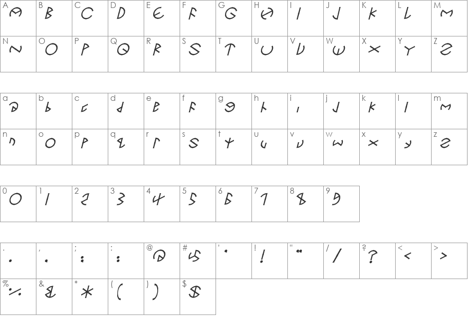 Circle Six font character map preview