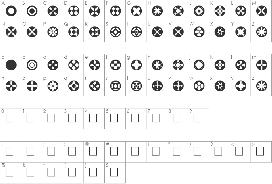 Circle Things font character map preview