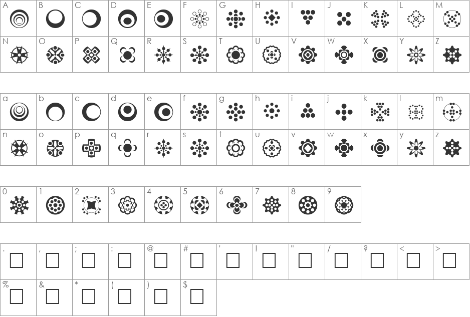 Circle Things 2 font character map preview