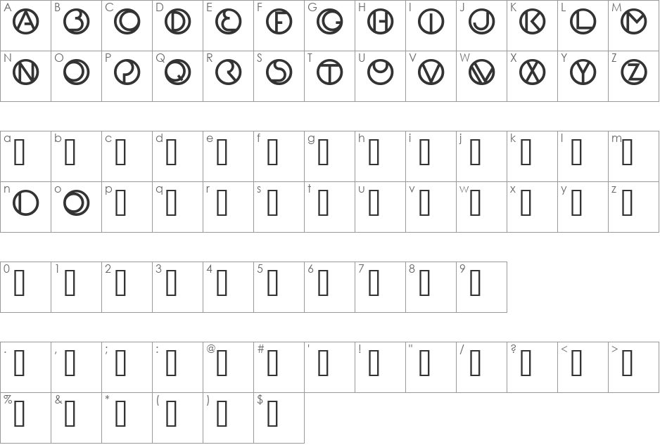 Circlea font character map preview