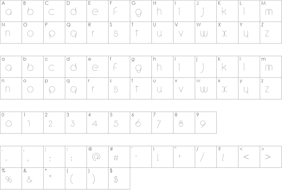 CircleC font character map preview